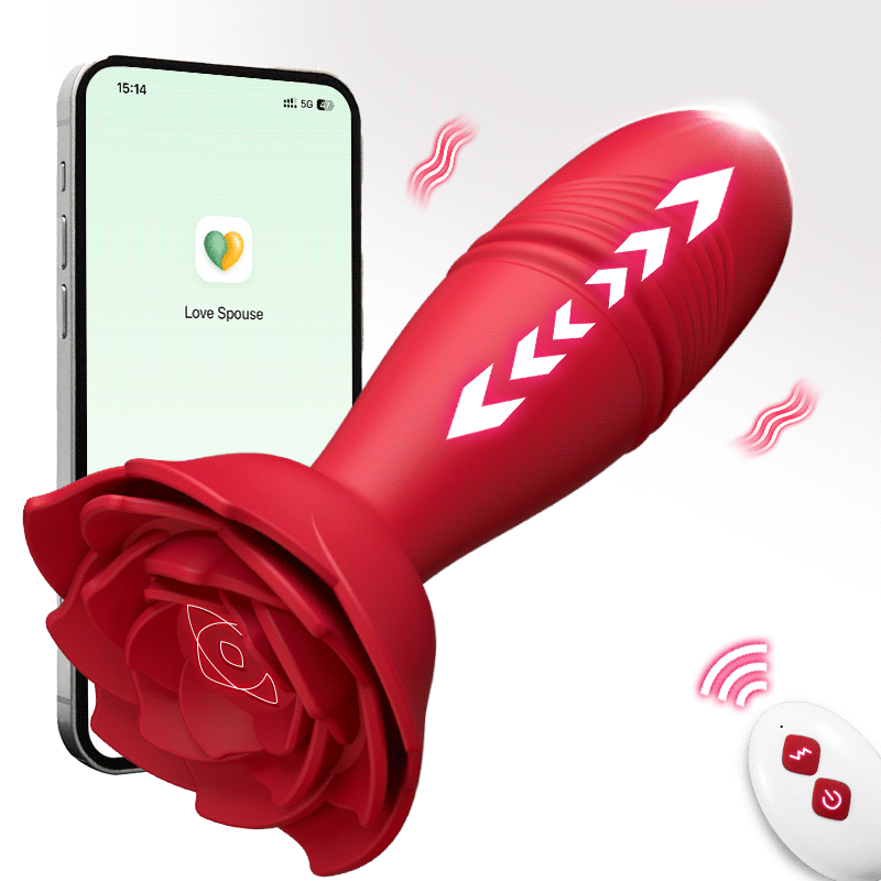 Rose Sex Toy Anal Plug APP Thrusting Vibrators, Remote Control Anal Sex Toy