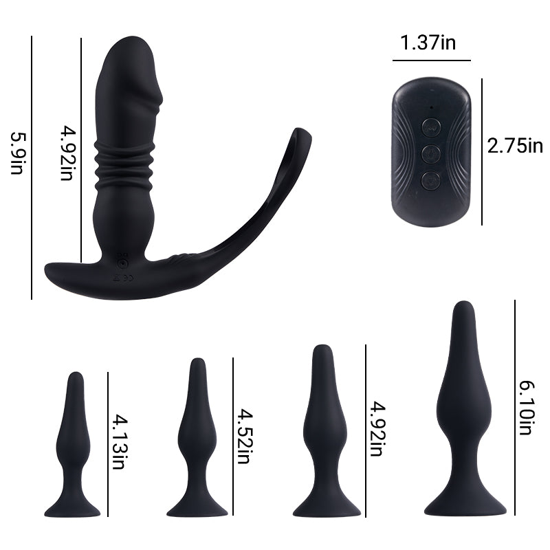 6 in 1 Prostate Massager Anal Plug Set with Lubricant
