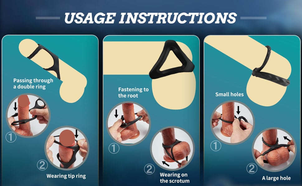 Paul Stronger Erection Male Silicone Penis Ring 3-Piece Set Multiple Combinations