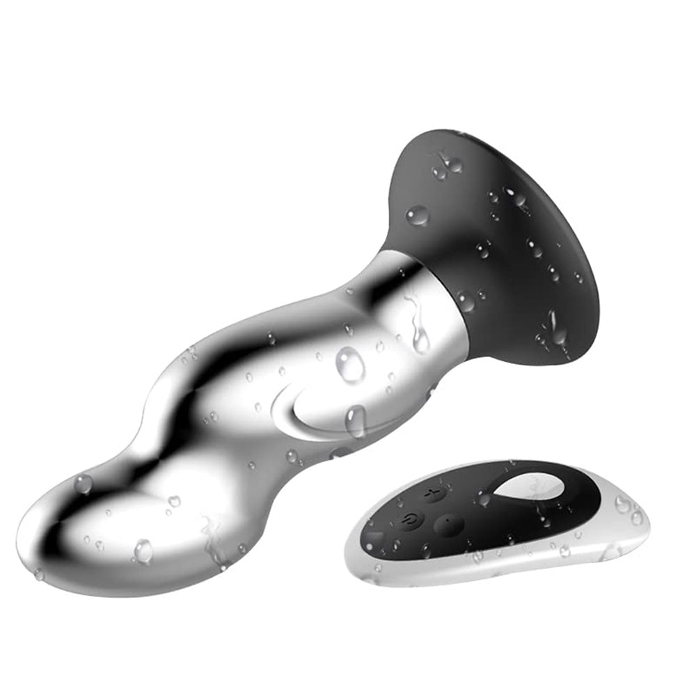 Aluminum 10 Vibrating Remote Control Anal Vibrator with Suction Base