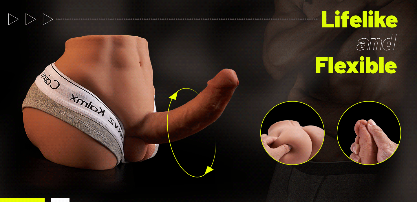 Unisex Doll Huge & Flexible Dildo with Abdominal Muscles and Tight Anal for Solo Couples Sex Fun