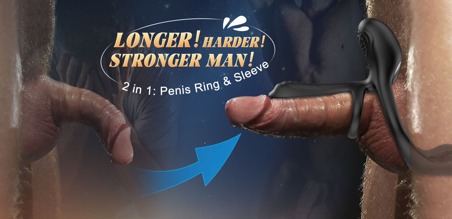 10 Vibrations Penis Ring & Sleeve 2 IN 1 for Couple