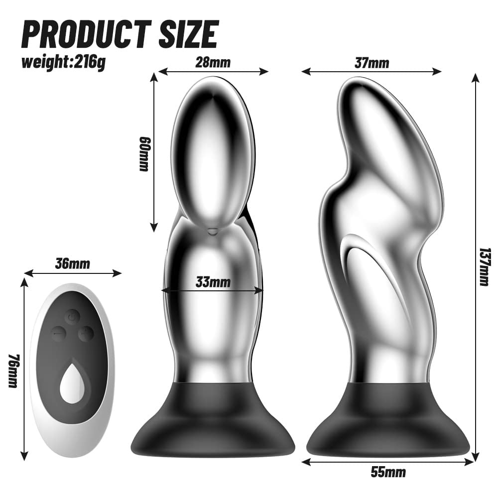 Aluminum 10 Vibrating Remote Control Anal Vibrator with Suction Base