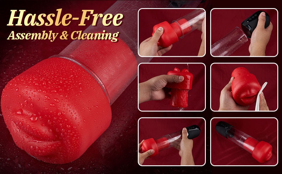 Red Fury Armour – 6 Suctions Penis Pump with Lifelike Mouth & Textured Tunnel