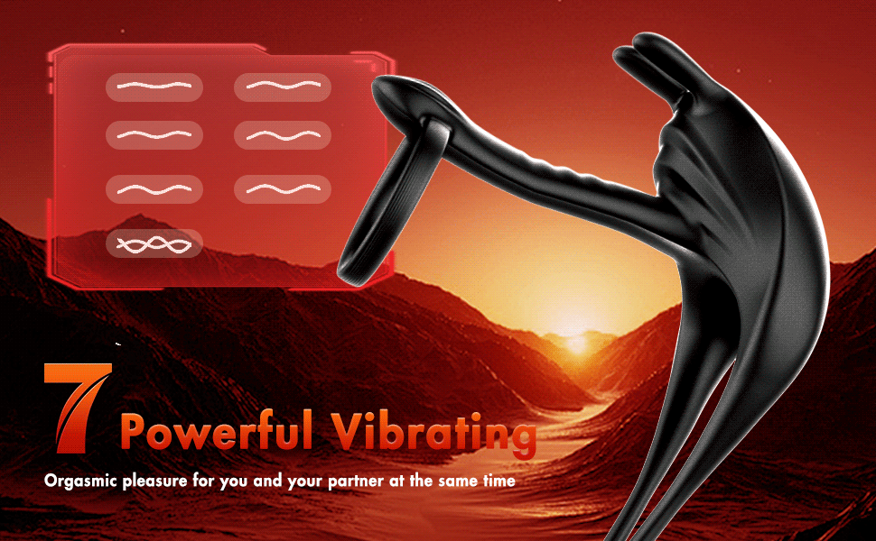 Adjustable Vibrating Dual Penis Ring Couples Shared Erection Rabbit Vibration
