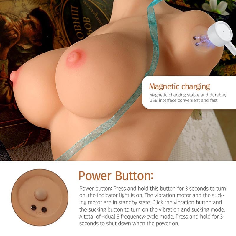 【Electric Torso 5 Sucking and vibrating】15.4 lbs Big Breast 5 Sucking and vibrating Realistic Love Doll Male Ma