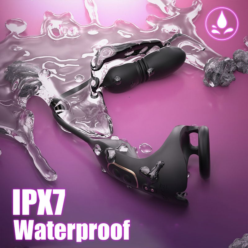 【Free Lube 200ML】Egbert 9 Thrusting & Vibrating Prostate Massager with Dual Cocking Rings Testicular Stimulator