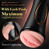 【6.5 IN Depth】Pressure Palm 10 Vibrations Realistic Labia Vaginal Pressure IPX7 Waterproof Electric Masturbator Pocket P