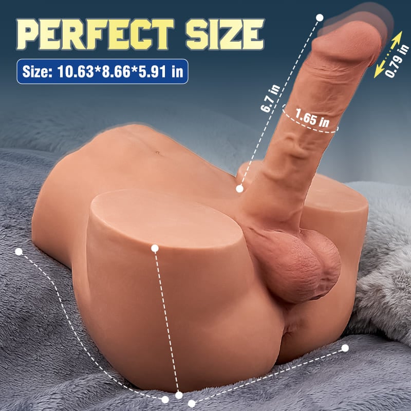 【Electric Torso Dildo】 Thrusting 10 Frequencies Vibrating Dildo Realistic Butt 10.12lbs Brown