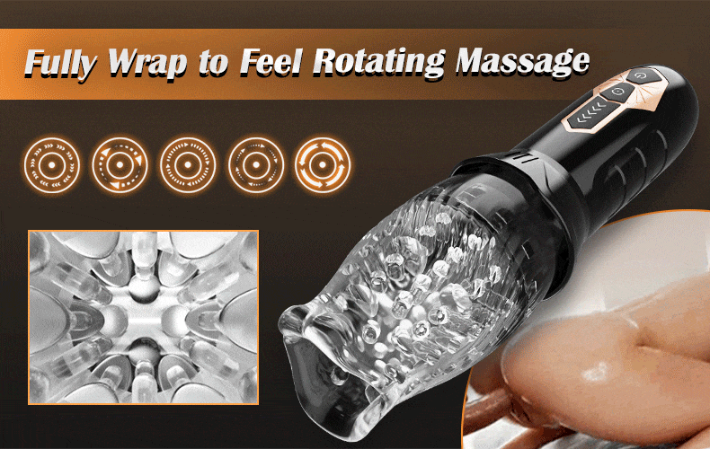 【FREE SHIPPING】- TORNADO-Gawk Gawk 5 Rotating ＆10 Vibrating Sex Toys for Men Oral Sex Male Masturbators
