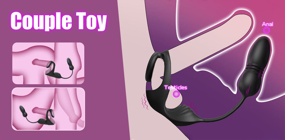 【Free Lube 200ML】Egbert 9 Thrusting & Vibrating Prostate Massager with Dual Cocking Rings Testicular Stimulator
