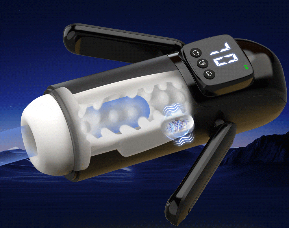 Phantom - 7 Suctions 7 Vibrations  Dual Handles  Large Granule Channel Texture  Male Masturbator