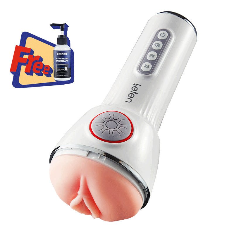 [30% Off] Leten Squeezing Sucking Sex Toy Vegina Pocket Pussy Vibrating Penis Massager Male Masturbator Free Lube Male - GraceToy