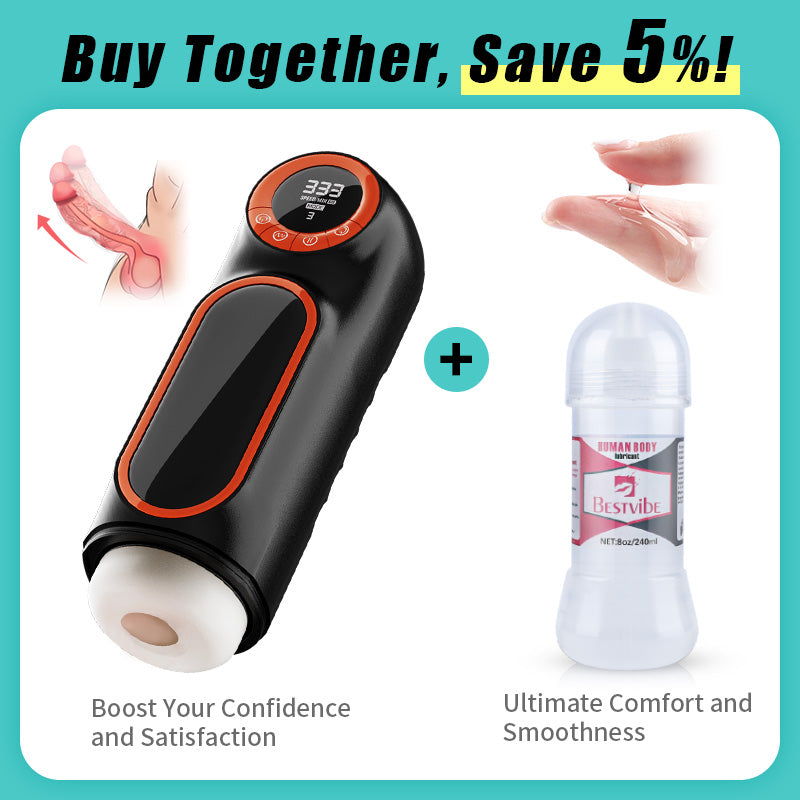 [Free Lube] LCD Sucking Thrusting Vibrating Male Masturbator male sex toys