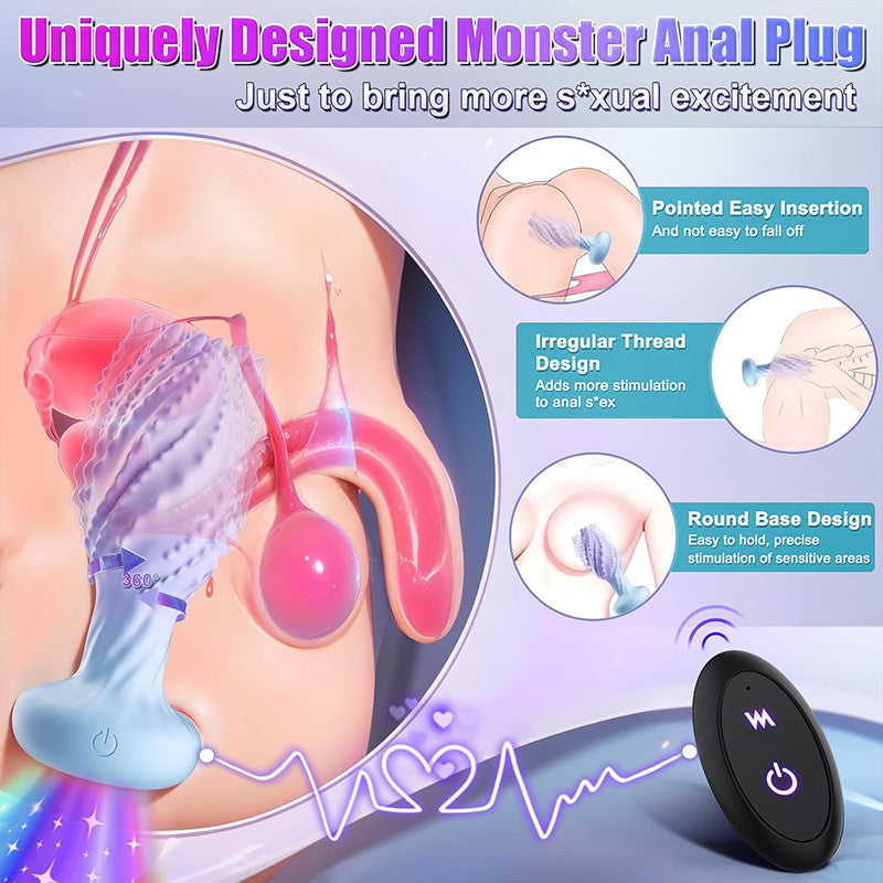 Little Monster 360° Rotating Anal Vibrator  10 Vibration Frequencies  7-Color LED Light