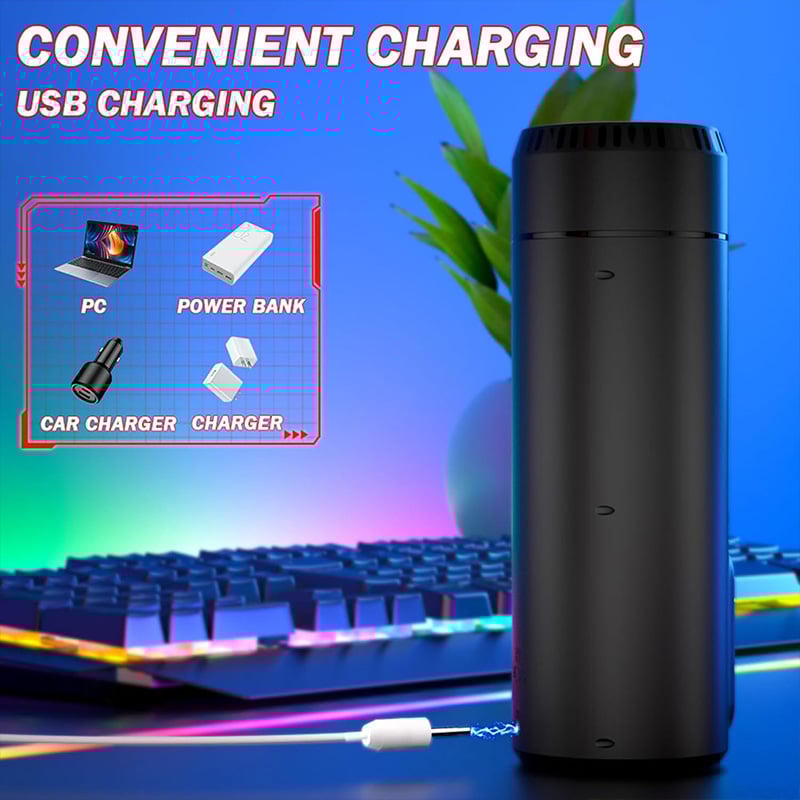 9-Frequency Telescopic Vibration Sucking Heated Aircraft Male Stroker