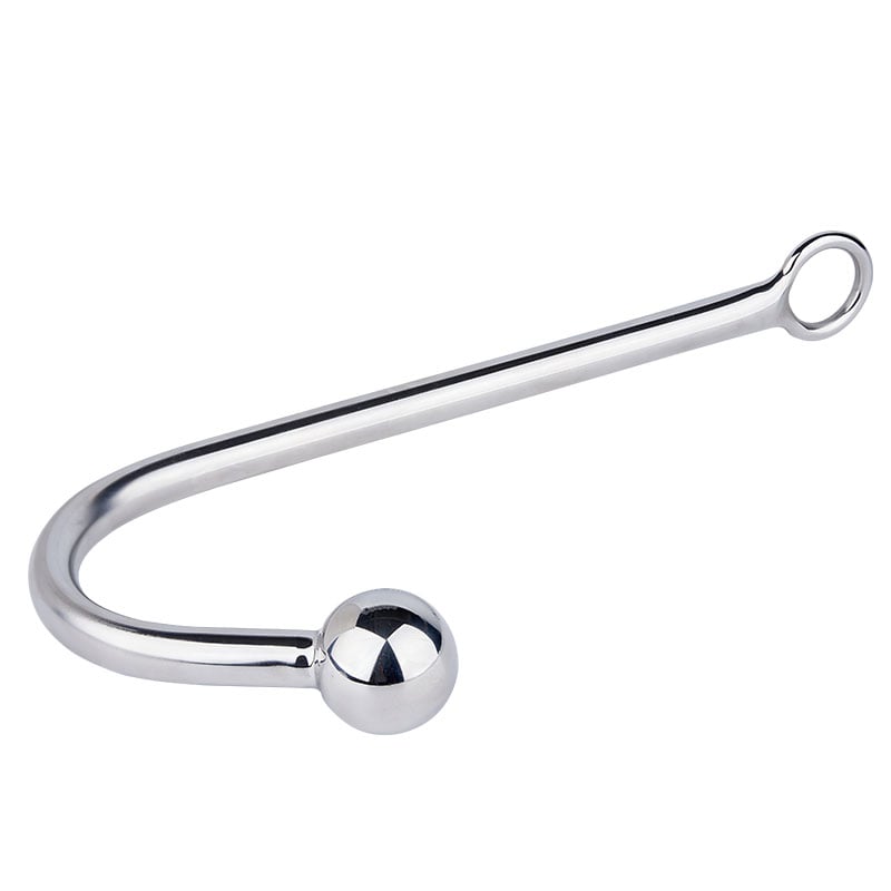 Stainless Steel Anal Hook, Polished Metal Anal Ball Plug BDSM for Couples