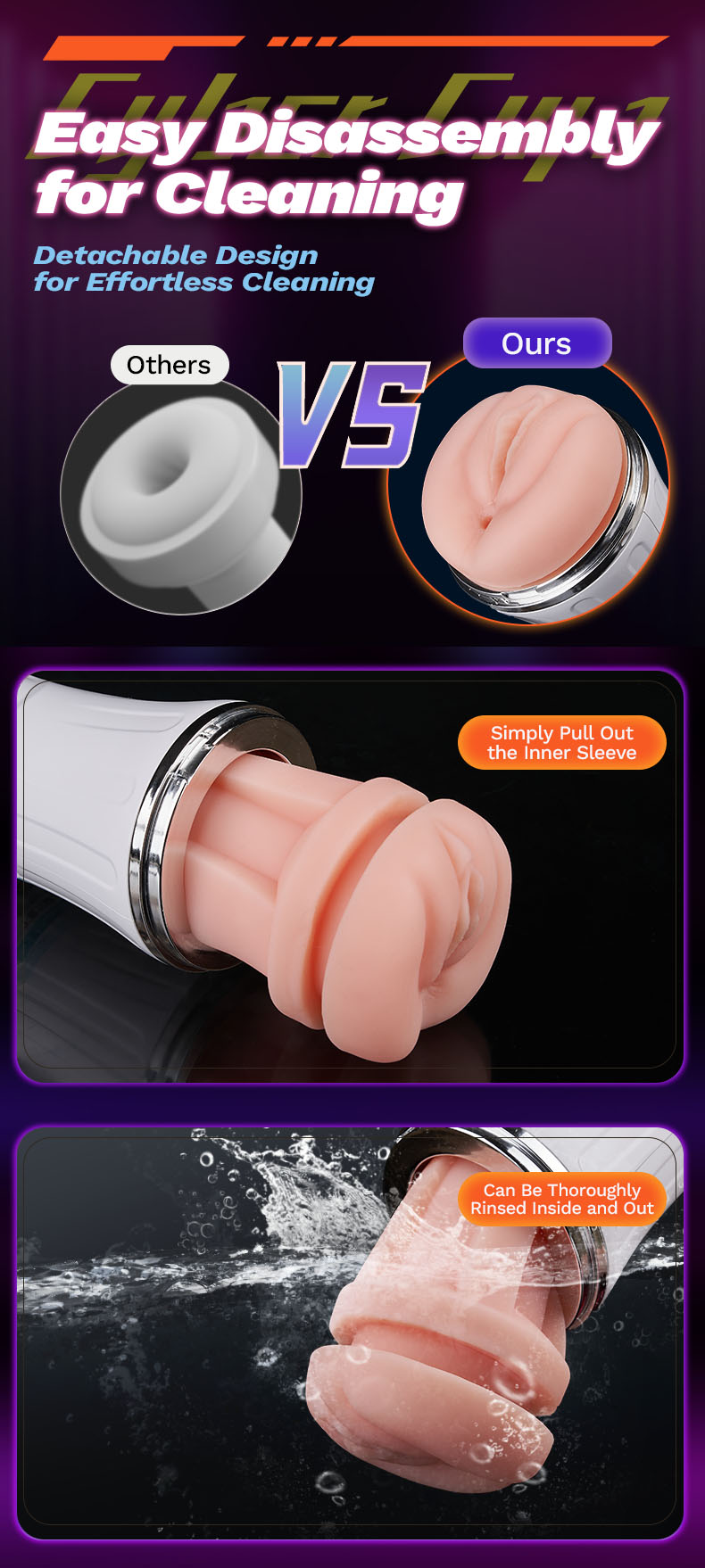 【Partner Play】Cyberpunk 9 Vibration  App Control Masturbator Cup