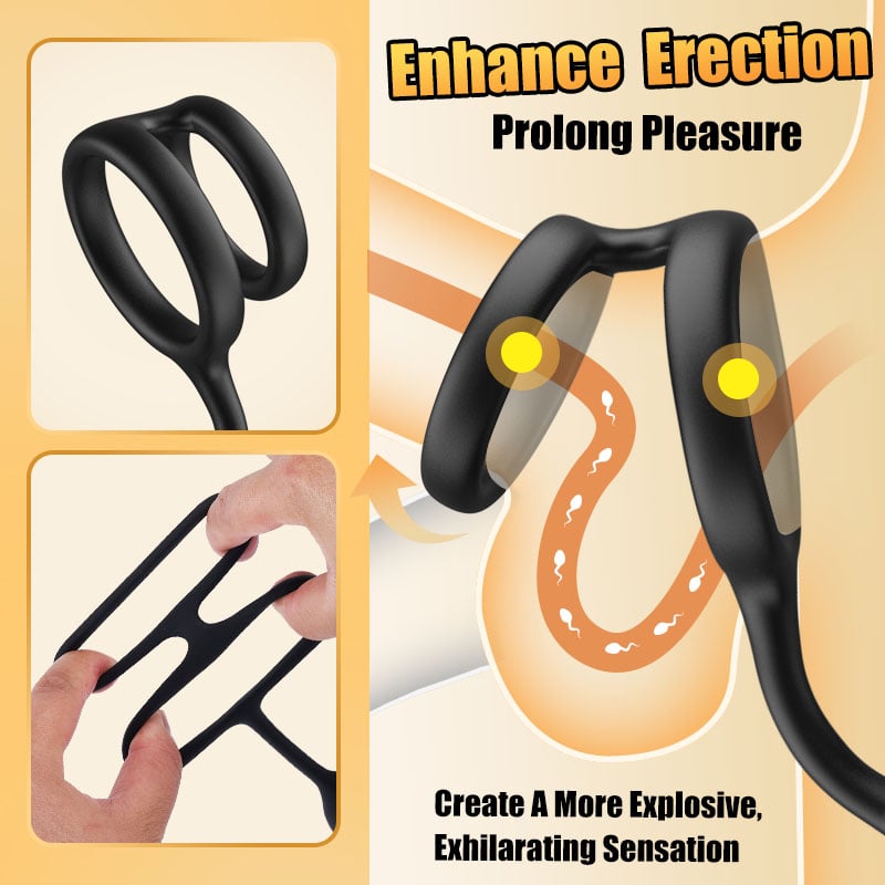 Leonard-360° Rotating Vibrating Wearable Prostate Massager with Dual Cock Ring