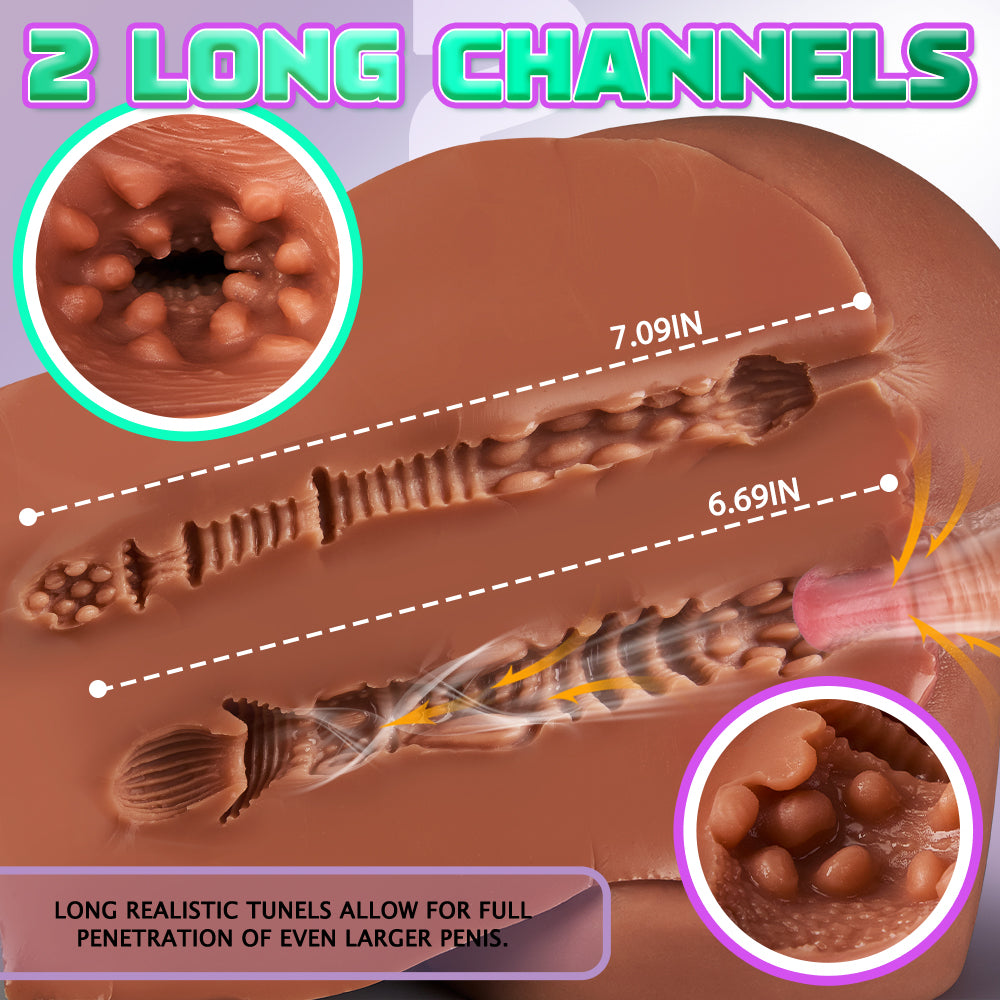 【1:1 Lifelike Double Channel】Brown Skin 16lbs 1:1 Lifelike Double Channel Big Plump Ass With Elasticity
