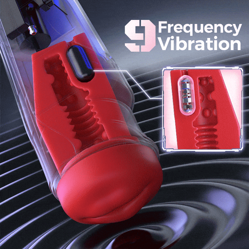 [6.35 IN Depth] F01 Valkyrx 6 Suction 9 Vibration Red Lip Extra Weight Inner Sleeve Masturbators