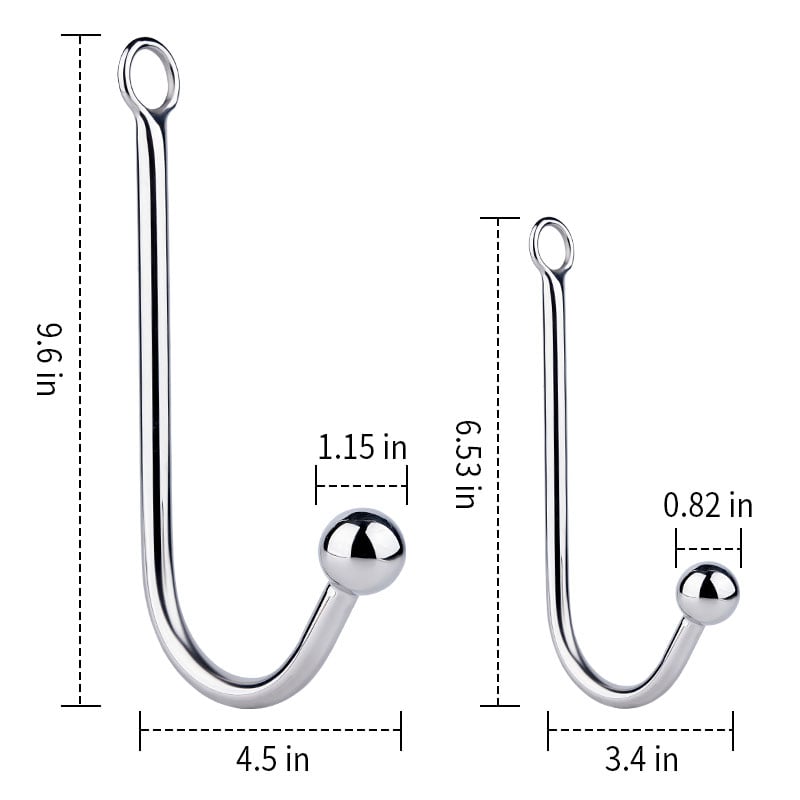 Stainless Steel Anal Hook, Polished Metal Anal Ball Plug BDSM for Couples