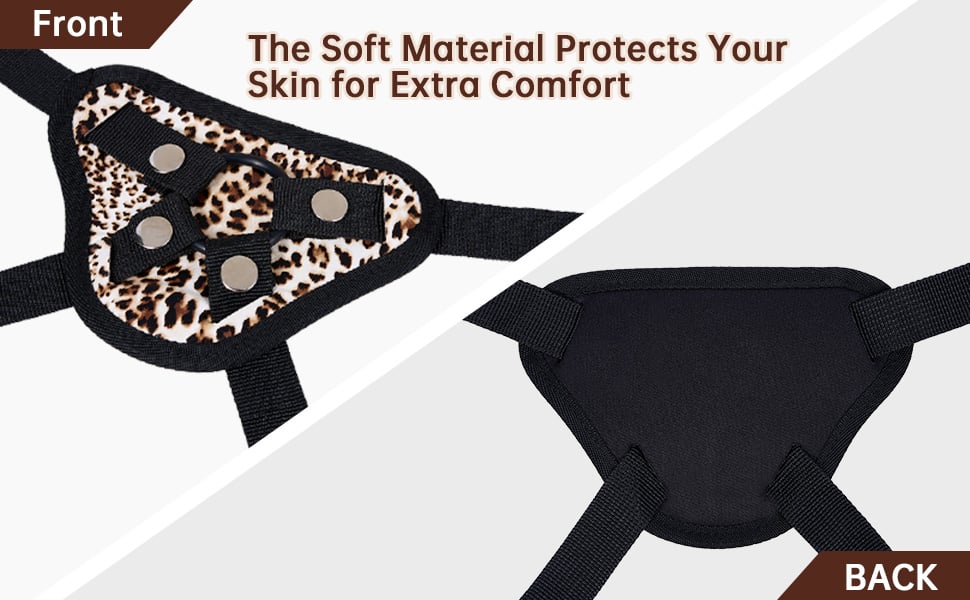 Leopard Print Adjustable Strap-On Harness with Two Different Sizes O-rings