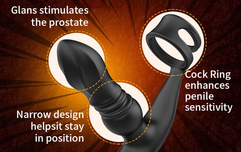 THOR 7 Thrusting & Vibrating Prostate Massager with Double Cock Rings
