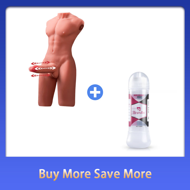 【Free Lube200ml】Jackson 17.63LB 6.69Inch Electric PulseThrusting Vibrating Dildo  Tan Skin Male Torso Sex Doll