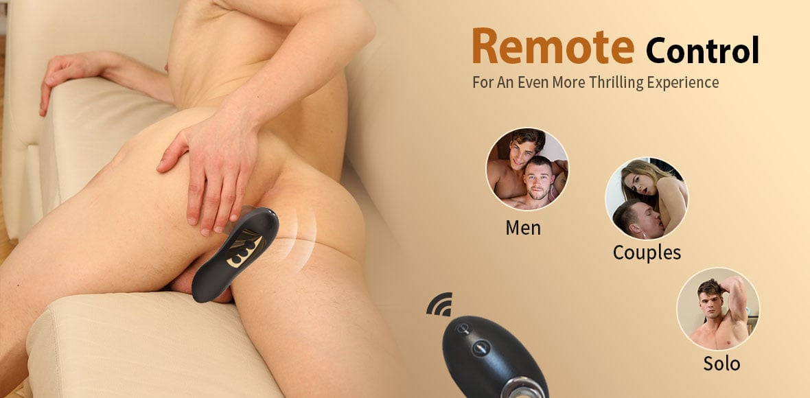 【Free Lube】Thrusting Prostate Massager With Double Cock Rings Non-Toxic & Worry-Free
