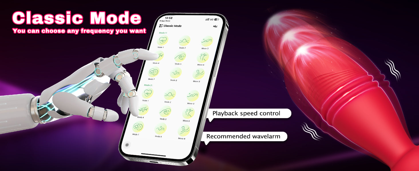 Rose Sex Toy Anal Plug APP Thrusting Vibrators, Remote Control Anal Sex Toy