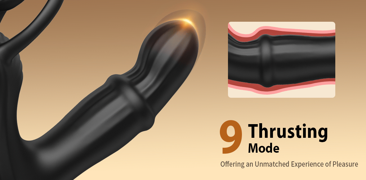 【Free Lube】Thrusting Prostate Massager With Double Cock Rings Non-Toxic & Worry-Free