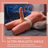【Free Lube200ml】Jackson 17.63LB 6.69Inch Electric PulseThrusting Vibrating Dildo  Tan Skin Male Torso Sex Doll