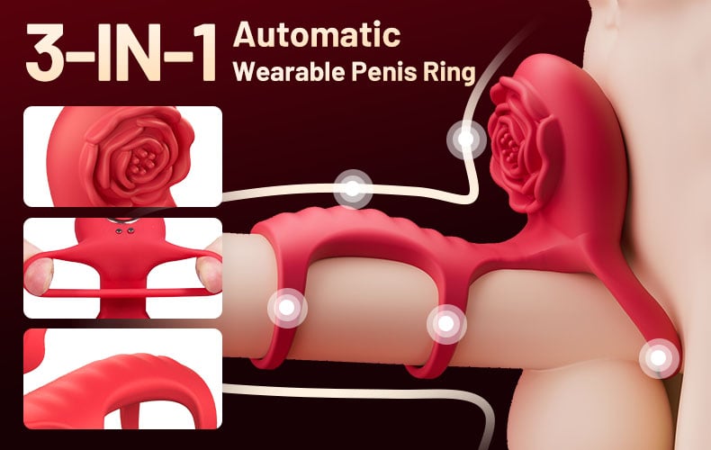 Triple-Cockring 7 Vibrating Penis Thickening Delaying Ejaculation