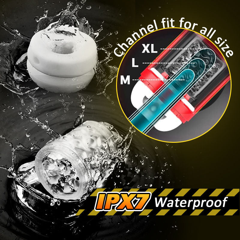 Stepless Adjusting Thrusting Rotating Male Masturbator with Visible Channel