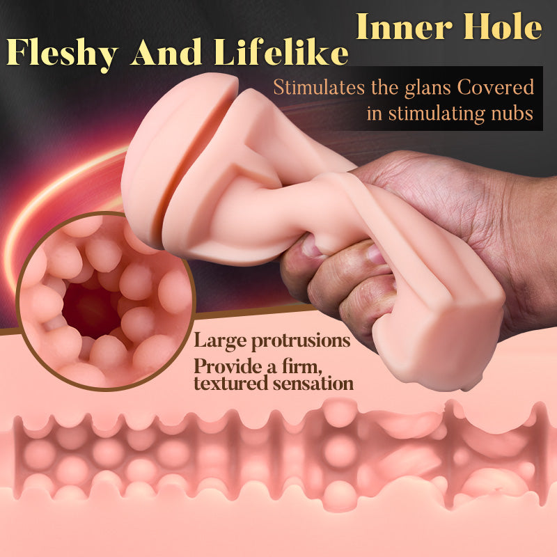 【6.5 IN Depth】Pressure Palm 10 Vibrations Realistic Labia Vaginal Pressure IPX7 Waterproof Electric Masturbator Pocket P