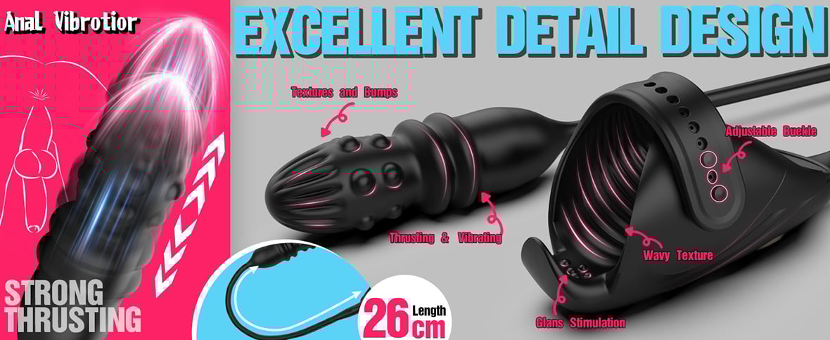 【Free Shipping!】Asher Thrusting Prostate Massager Vibrating Penis Vibrator Couple Play Anal Toys