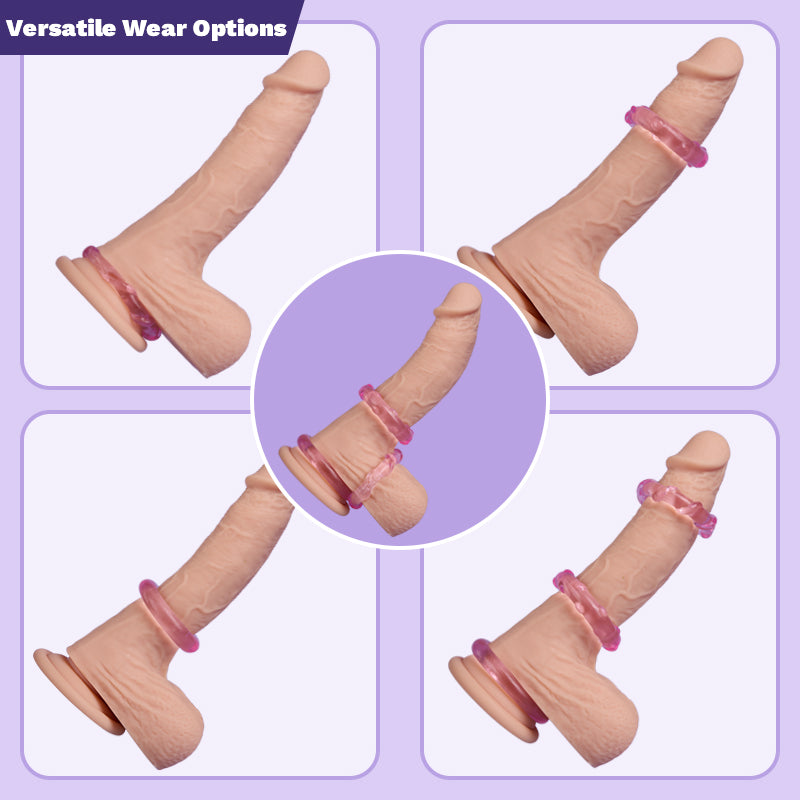 3-Piece Set Cock Rings High-Elasticity Tpe Rings For Male Pleasure