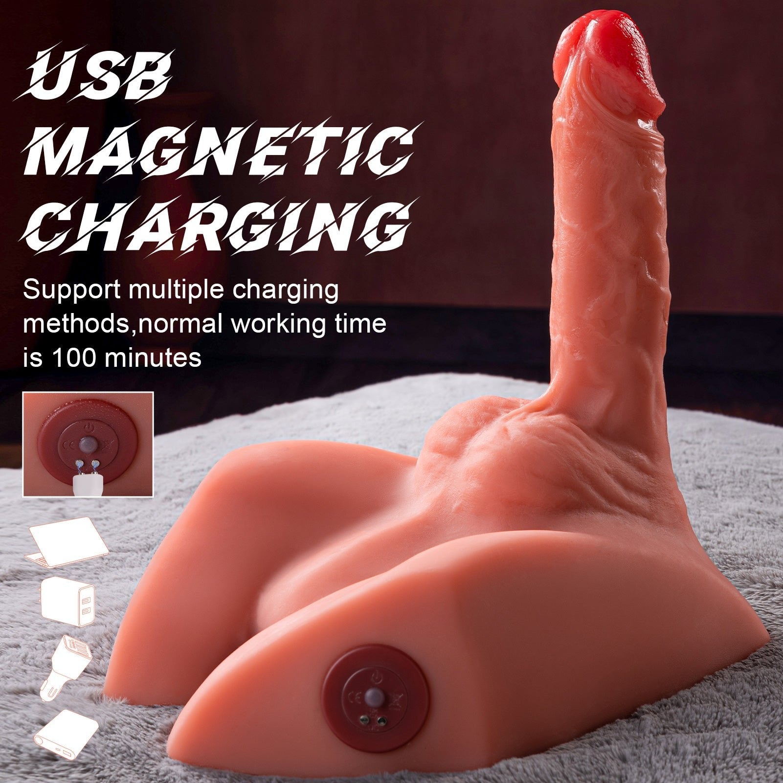 Micah Hands-Free Realistic Butt with Thrusting Dildo Unisex Masturbator