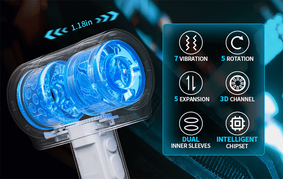 【Beginner’s Choice】PLAYER ONE Automatic 5 Telescopic Rotation 7 Vibrations to Voyeurism male sex toys