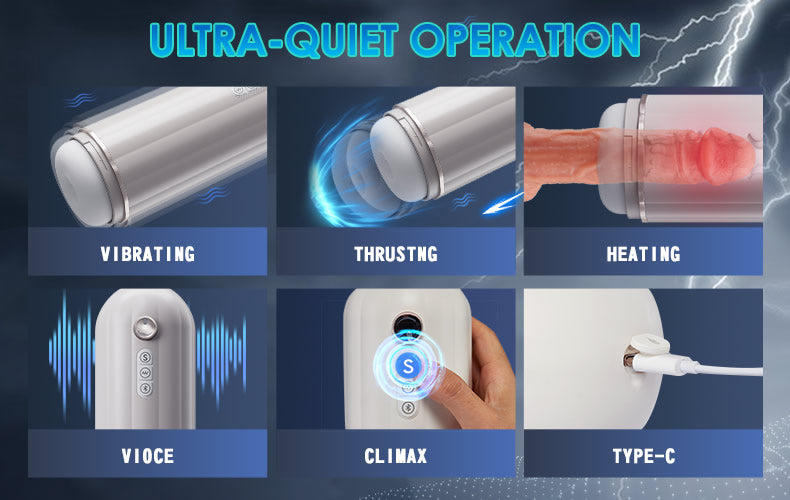 Bluetooth 10 Thrusting Vibration Heating Stepless Adjusting Male Masturbator
