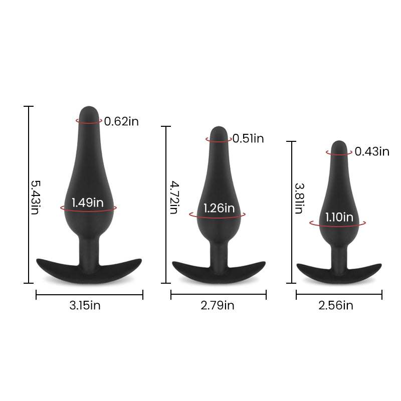 Silicone Pointy Head Butt Plugs 3 PCS