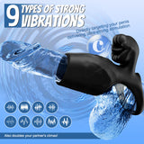 Titan - 9 Vibrations  Simulated Penis Texture  Testicle & Penis Dual Chastity Ring  Couples Sex Toy