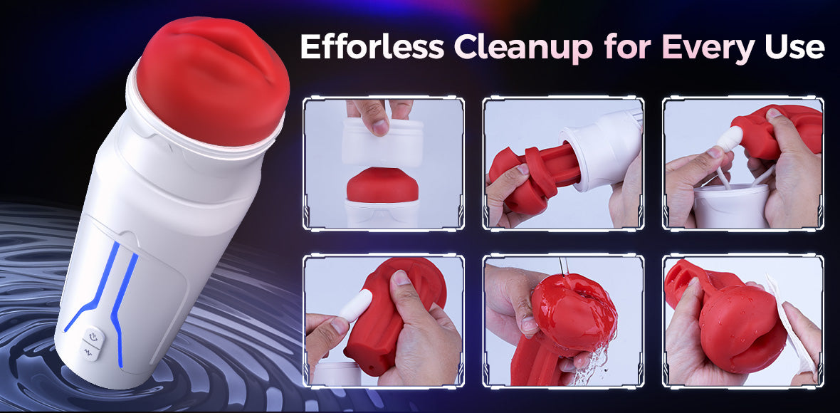 [6.35 IN Depth] F01 Valkyrx 6 Suction 9 Vibration Red Lip Extra Weight Inner Sleeve Masturbators