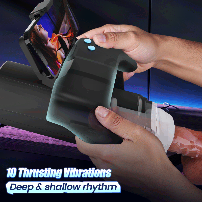 [7-Day Free Shipping] Turbo 10-Mode Explosive Thrusting Stroker - Immersive Gamepad Design with Phone Holder