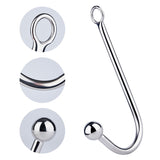 Stainless Steel Anal Hook, Polished Metal Anal Ball Plug BDSM for Couples