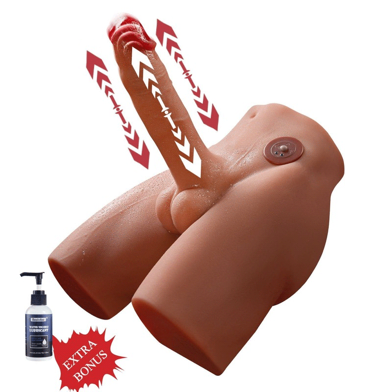 【Free Lube!】Eronight 7 Inch Thrusting Vibrating Dildo Brown Realistic Butt