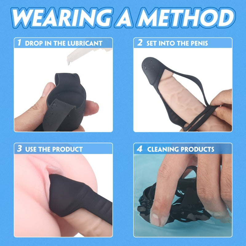 Silicone Double Cock Ring Glans Coverage For Men Erection