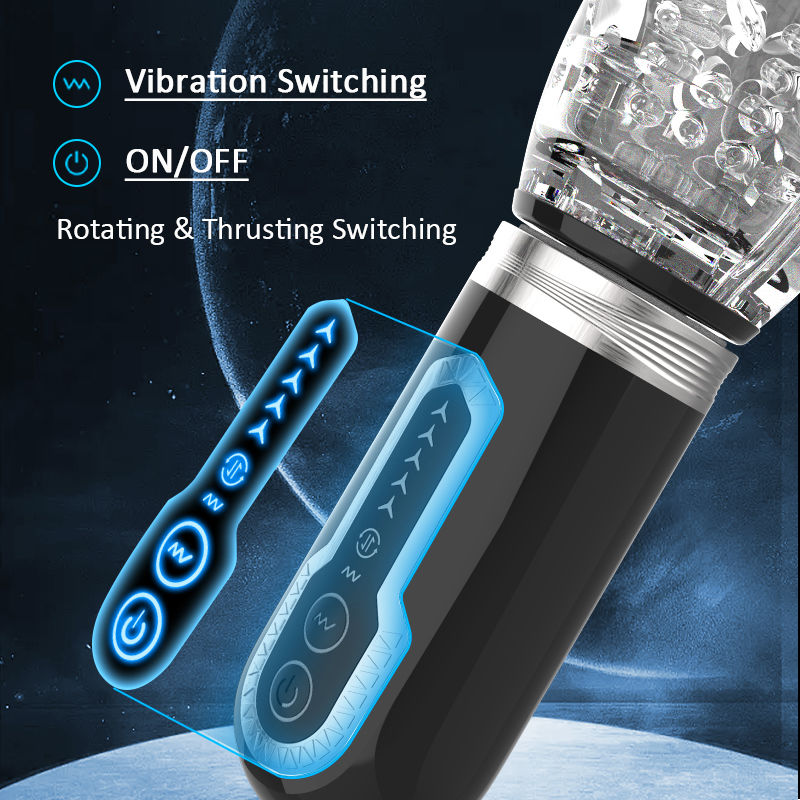 【Beginner’s Choice】Amber- 5 Telescopic Rotation Masturbation Cup 7 Vibrating Oral Sex Handheld Masturbator
