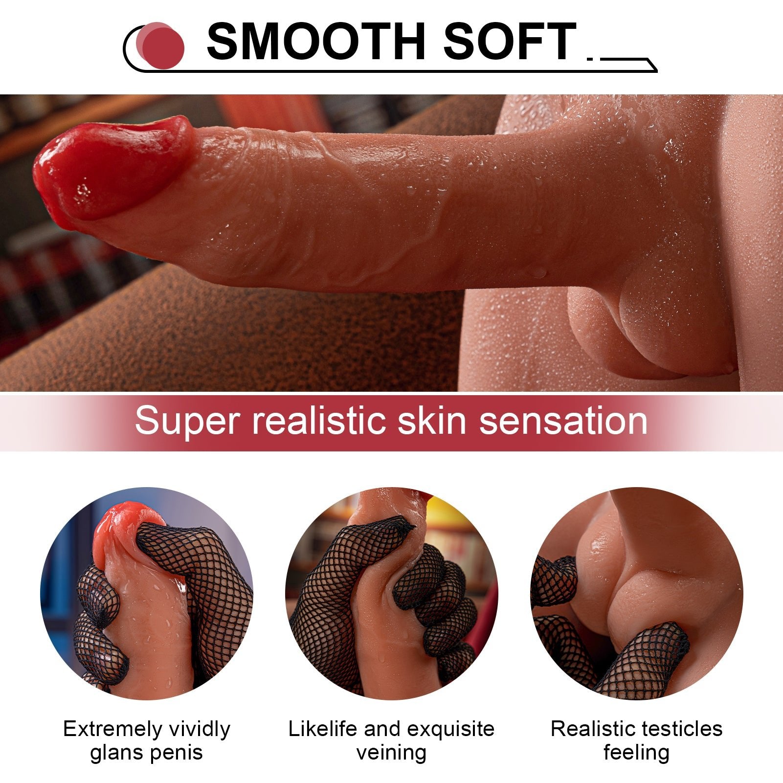 【Free Lube!】Eronight 7 Inch Thrusting Vibrating Dildo Brown Realistic Butt